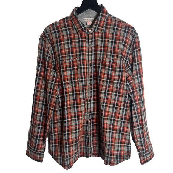 Carbon 2 Cobalt Mens Flannel Shirt Medium L/S Lined Button Up Cotton Plaid - Picture 1 of 10